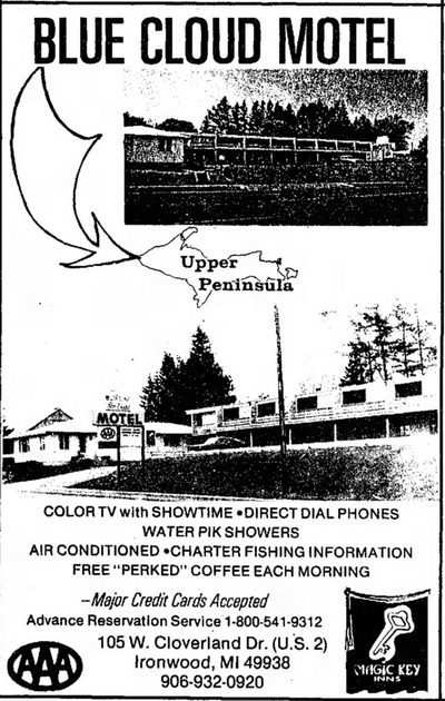 Love Hotels Timberline By OYO Lake Superior (Blue Cloud Motel) - June 20 1985 Ad (newer photo)